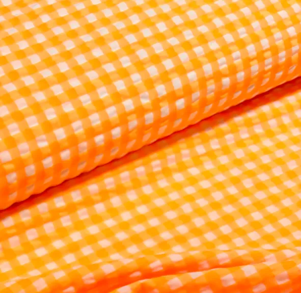 Katoen fluo oranje ruitjes
